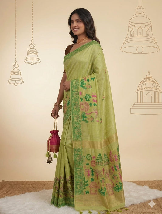 Green cotton butta sarees -alongwith breathable blouse