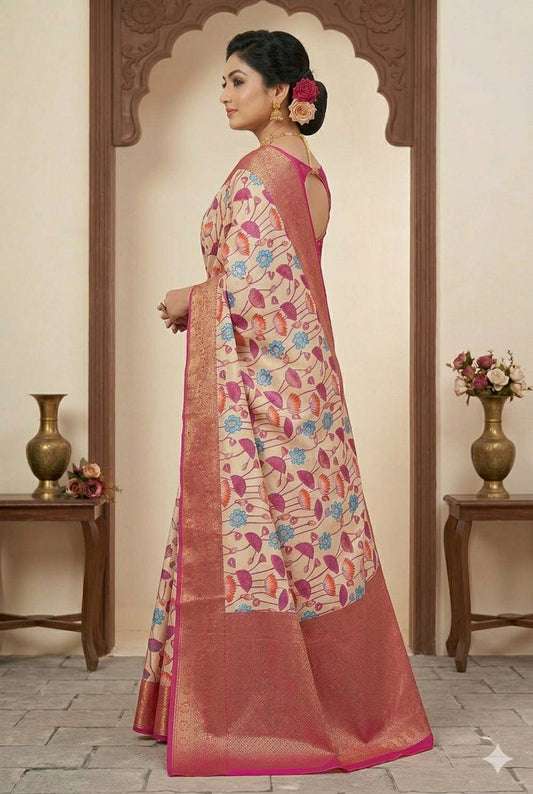 Organz silky banarsi saree -modern style