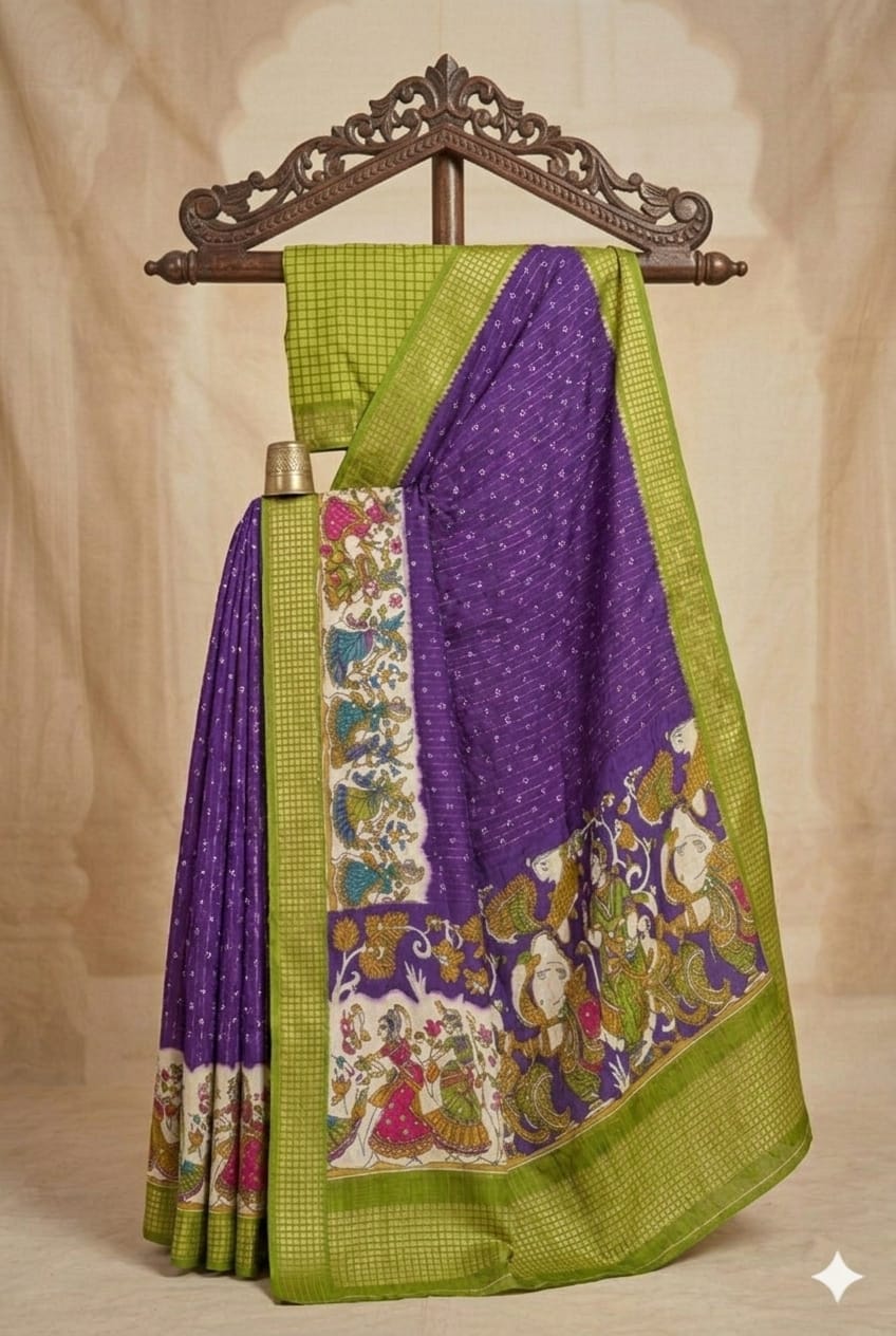 Brinjal banarsi saree -modern style