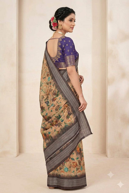 Mixed fabric saree give you enhanced look like a queen