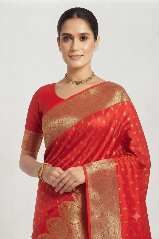 Mixture of orange & jarri for your special texture with silky fabric