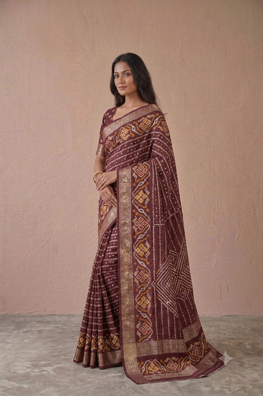 Chocolaty georgette saree ready to wear light weight