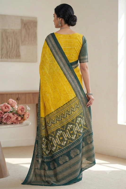 Yellowstone georgette saree with shining texture ready to wear