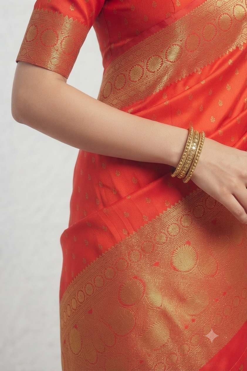 Mixture of orange & jarri for your special texture with silky fabric
