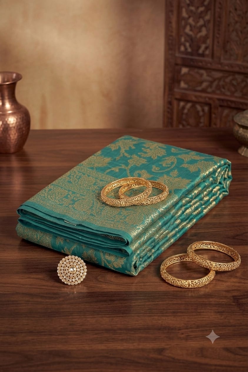 Queen silky banarsi saree -modern style -alongwith breathable fabric