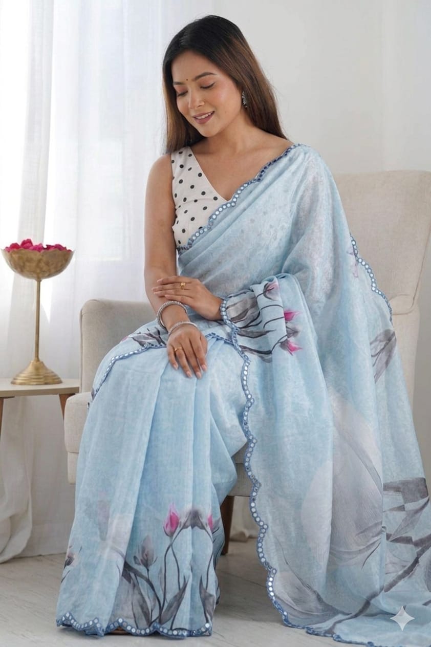 Asmani printed georgette saree ready to wear