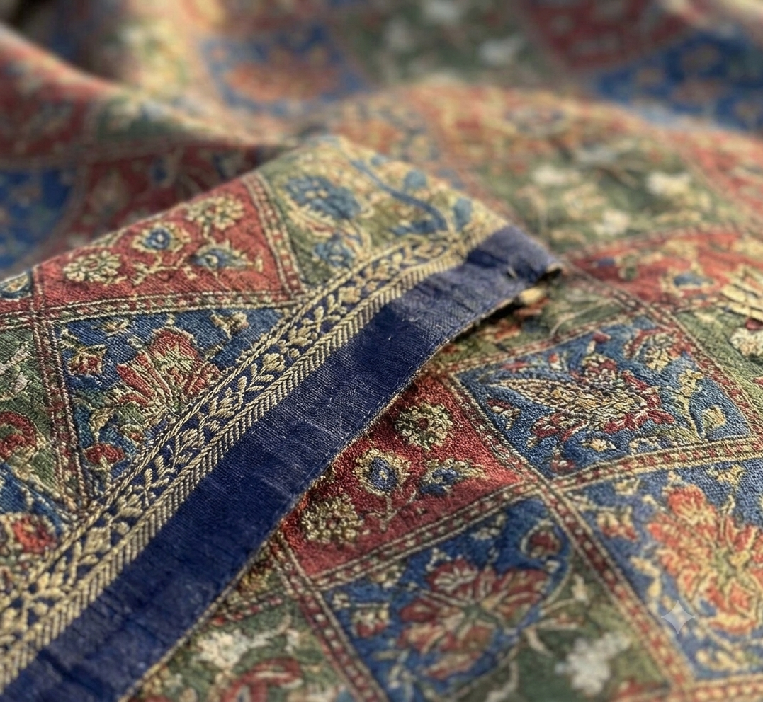 Dark navy with handcrafted embroidered masterpiece saree