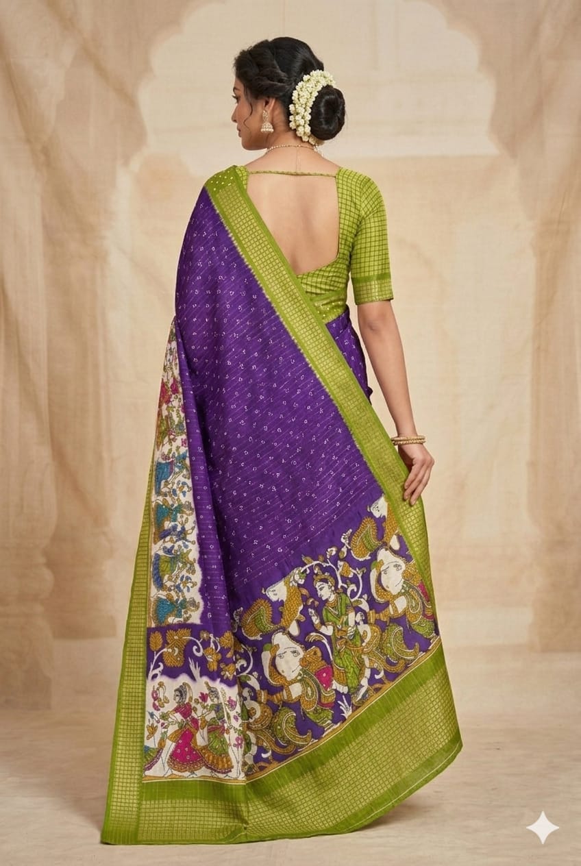 Brinjal banarsi saree -modern style