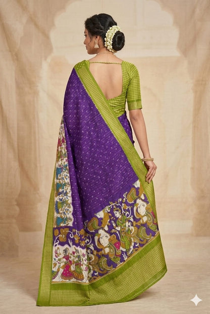 Brinjal banarsi saree -modern style