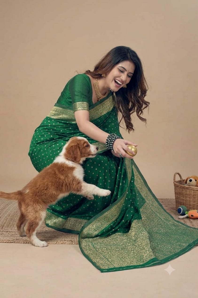 Greanly mother look enhancing your texture with this silky banarsi saree