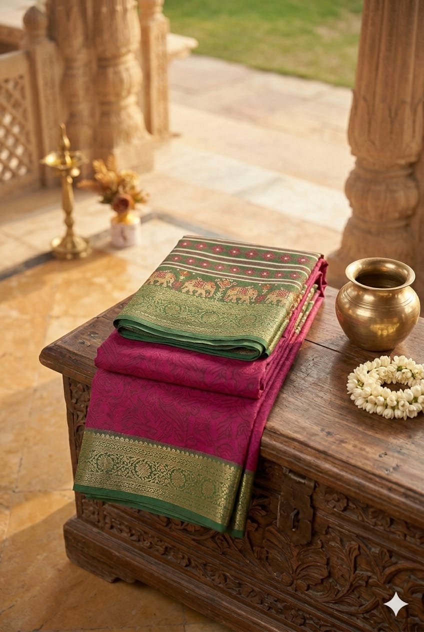 Maroon silky banarsi with high texture