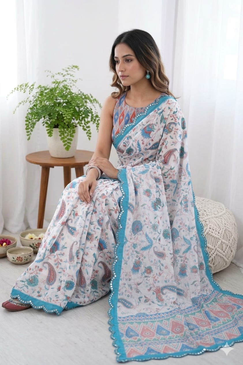 Light bluesh georgette light weight saree