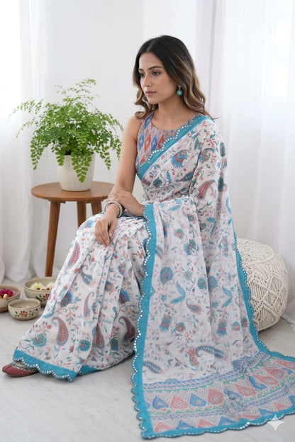 Light bluesh georgette light weight saree