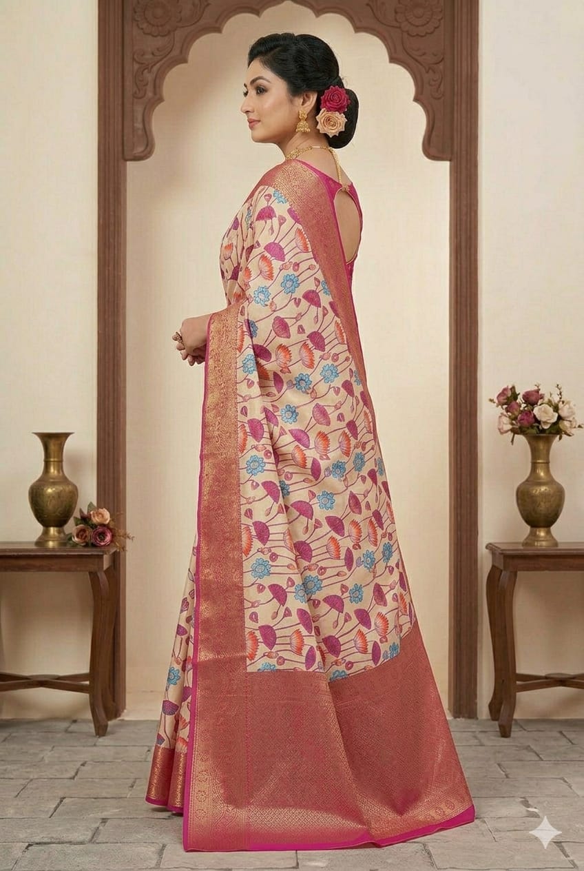 Organz silky banarsi saree -modern style