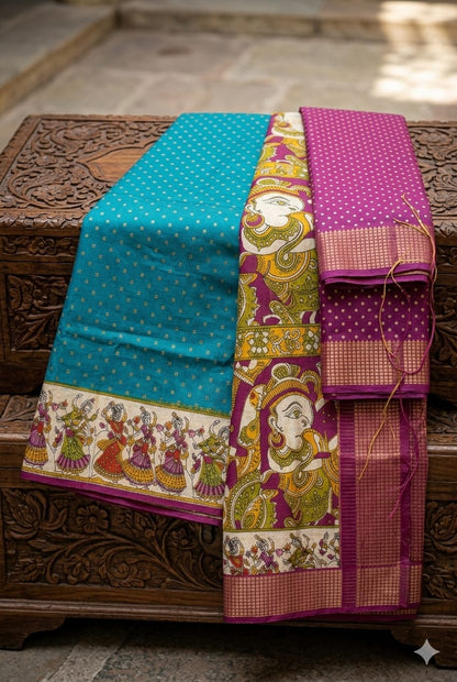 Skyesh blue with special rajasthani design saree