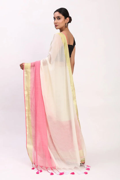 Lighter synthetic saree with shining border