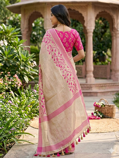 Organza cotton -stylish-ancient alongwith blouse & peticoat