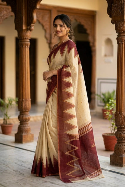 White & simple plain georgette saree with shining texture
