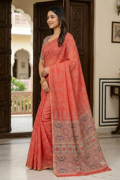 Chunni style saree with shining polyester fabric