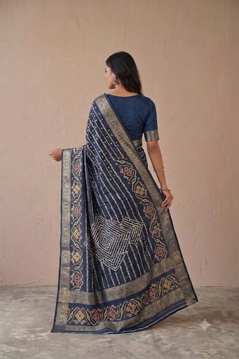 Navy colour mixture Saree light weight for your comfort