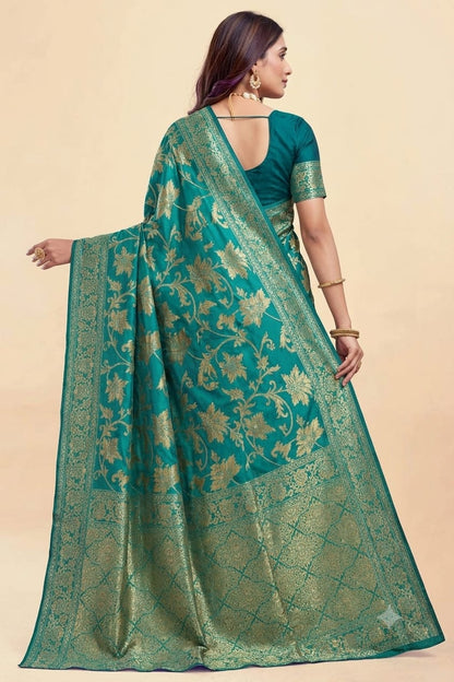 Queen silky banarsi saree -modern style -alongwith breathable fabric
