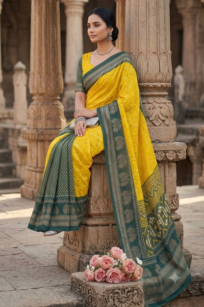 Yellowstone georgette saree with shining texture ready to wear