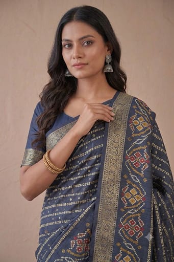 Navy colour mixture Saree light weight for your comfort