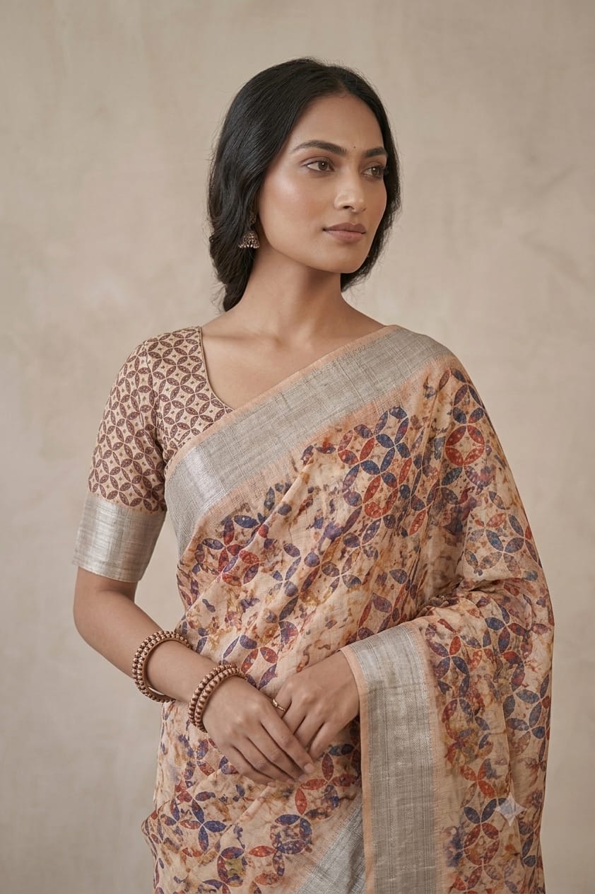 Polished silk fabric with this Creamy colour give you stylish look