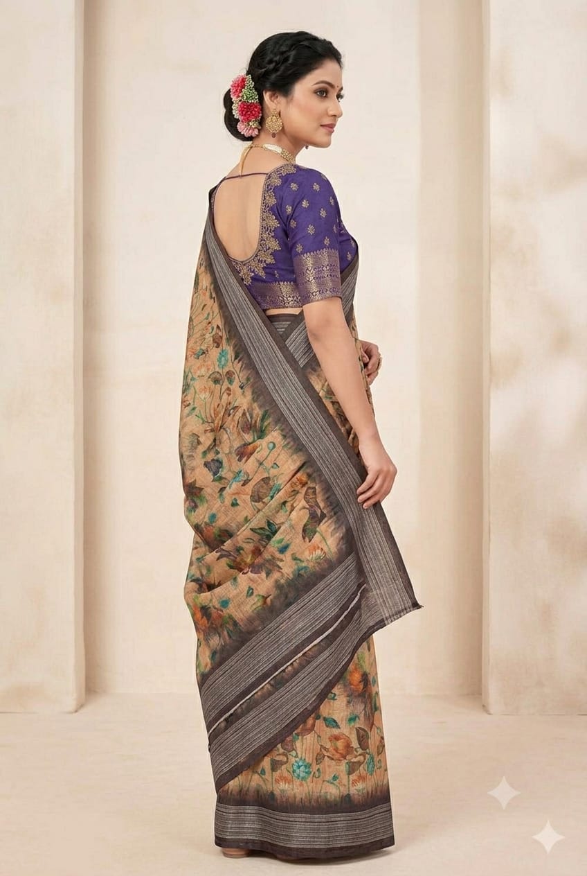 Mixed fabric saree give you enhanced look like a queen