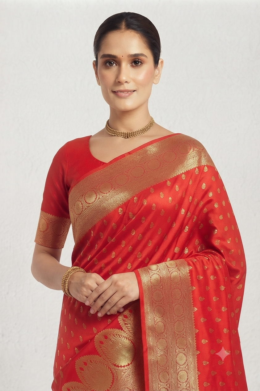 Mixture of orange & jarri for your special texture with silky fabric