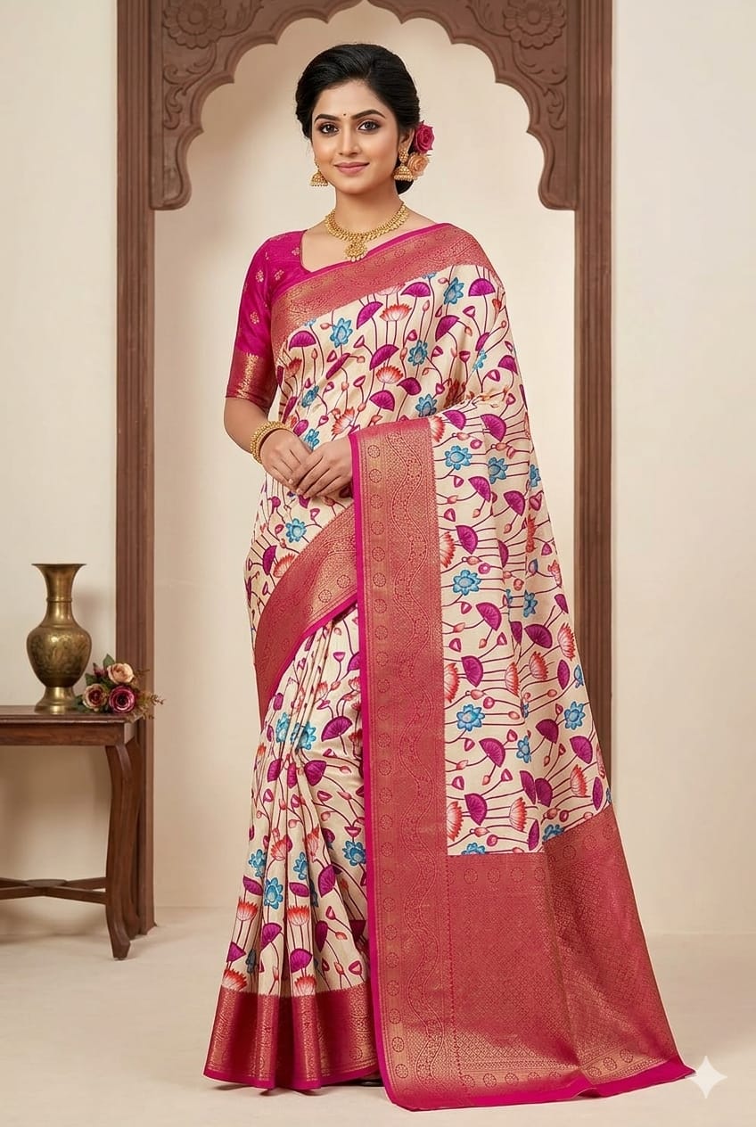 Organz silky banarsi saree -modern style