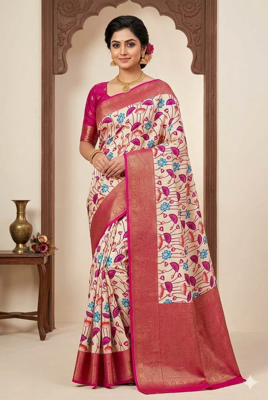 Organz silky banarsi saree -modern style