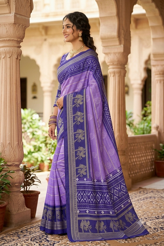 Bengani polyester fabric saree with jari work
