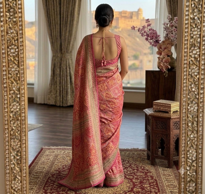 Raeliate timeless elegance with this handcrafted embroidered masterpiece
