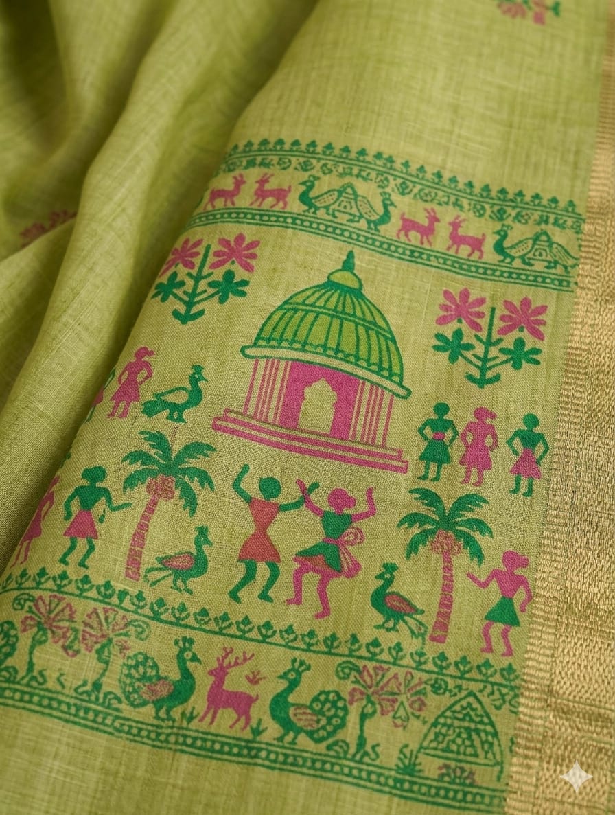 Green cotton butta sarees -alongwith breathable blouse
