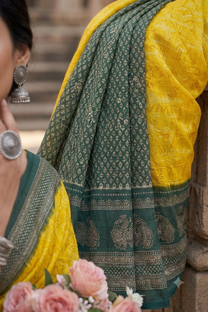 Yellowstone georgette saree with shining texture ready to wear