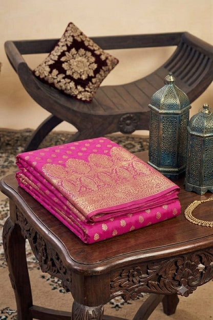 Pinky Rani with jari boundary bnarsi silk sarees
