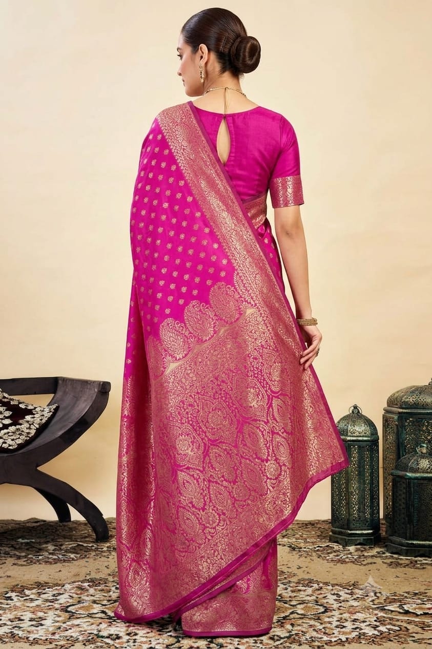 Pinky Rani with jari boundary bnarsi silk sarees