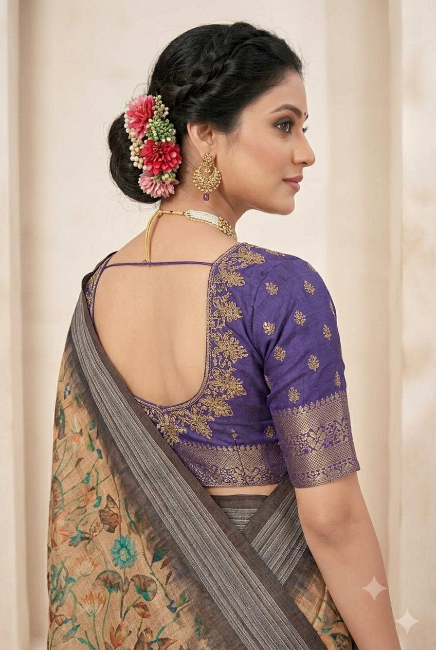 Mixed fabric saree give you enhanced look like a queen