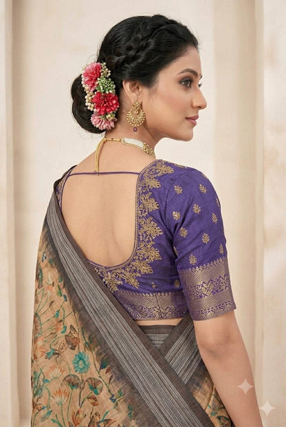 Mixed fabric saree give you enhanced look like a queen