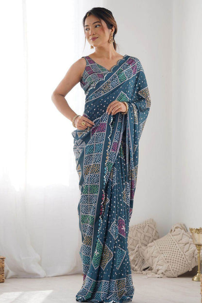 Asmani stylish georgette saree with shining border
