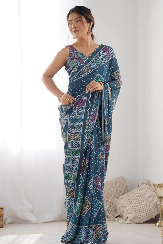 Asmani stylish georgette saree with shining border
