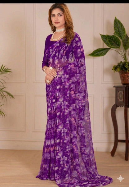 Begny chiffon saree along with full sleeves blouse