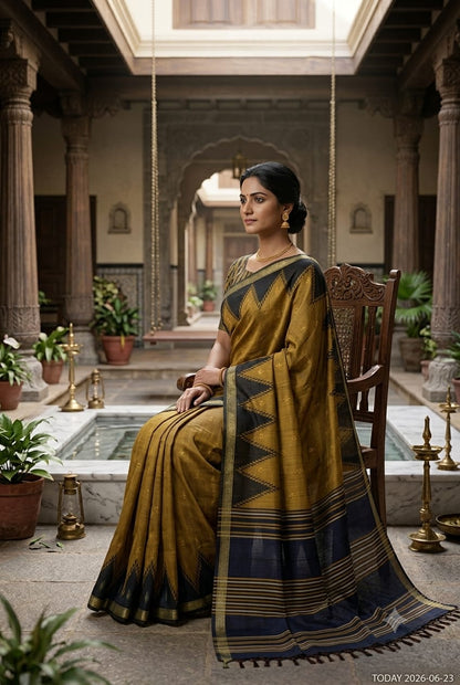 Light sandy yellow colour saree mixture of polyester chiffon fabric