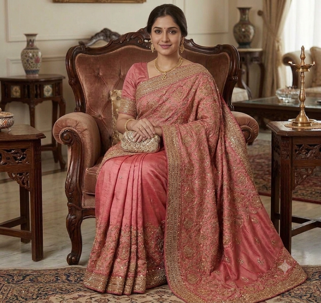 Raeliate timeless elegance with this handcrafted embroidered masterpiece
