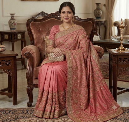 Raeliate timeless elegance with this handcrafted embroidered masterpiece