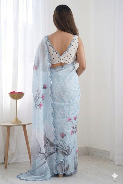 Asmani printed georgette saree ready to wear