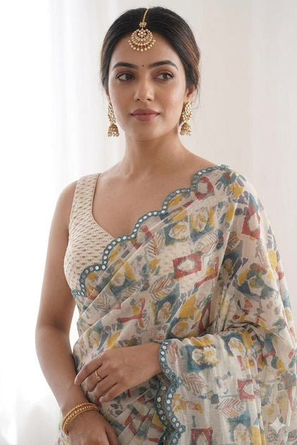 Skyesh Creamy georgette saree ready for your look