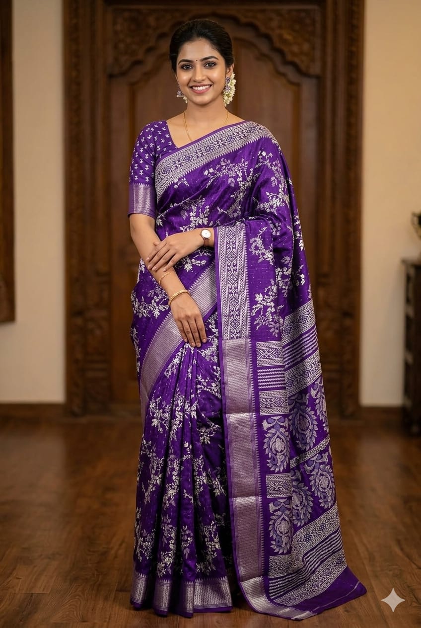 Begni silk theme with silky jari embroidery work