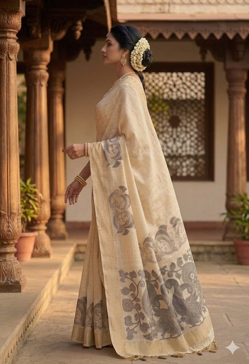 Creamy peacock with slate boundary enhancing the nature